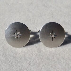 Vintage 14k White Gold Diamond Cuff Links 10.08g